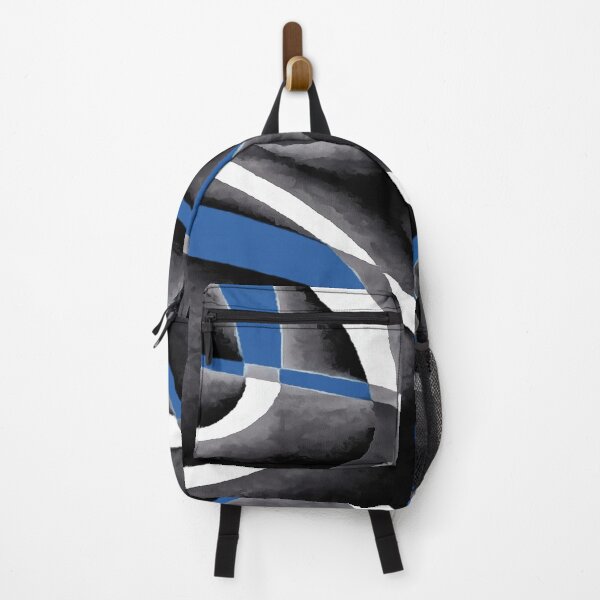 Item preview, Eighties Medium Blue White Grey Line Curve Pattern On Black designed and sold by taiche.