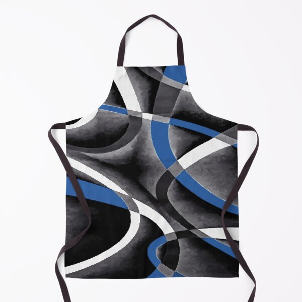 Item preview, Eighties Medium Blue White Grey Line Curve Pattern On Black designed and sold by taiche.