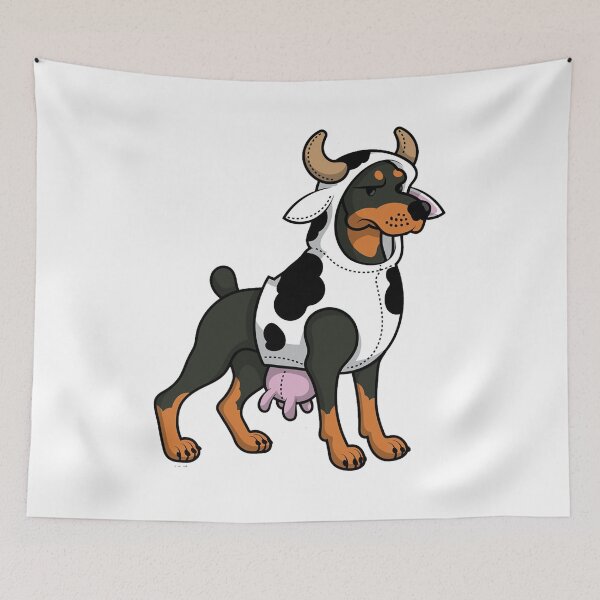 Item preview, dog wearing cow designed and sold by Shope2shope.