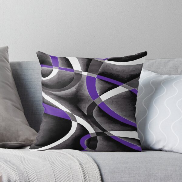 Item preview, Eighties Violet White Grey Line Curve Pattern On Black designed and sold by taiche.