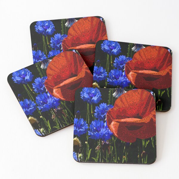 Item preview, Blue and red flowers Сolor print designed and sold by artdragongift 15.