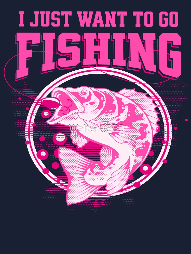 I Just Want to Go Fishing Hot Pink on Dark Background Kids T-Shirt for  Sale by Walter4259