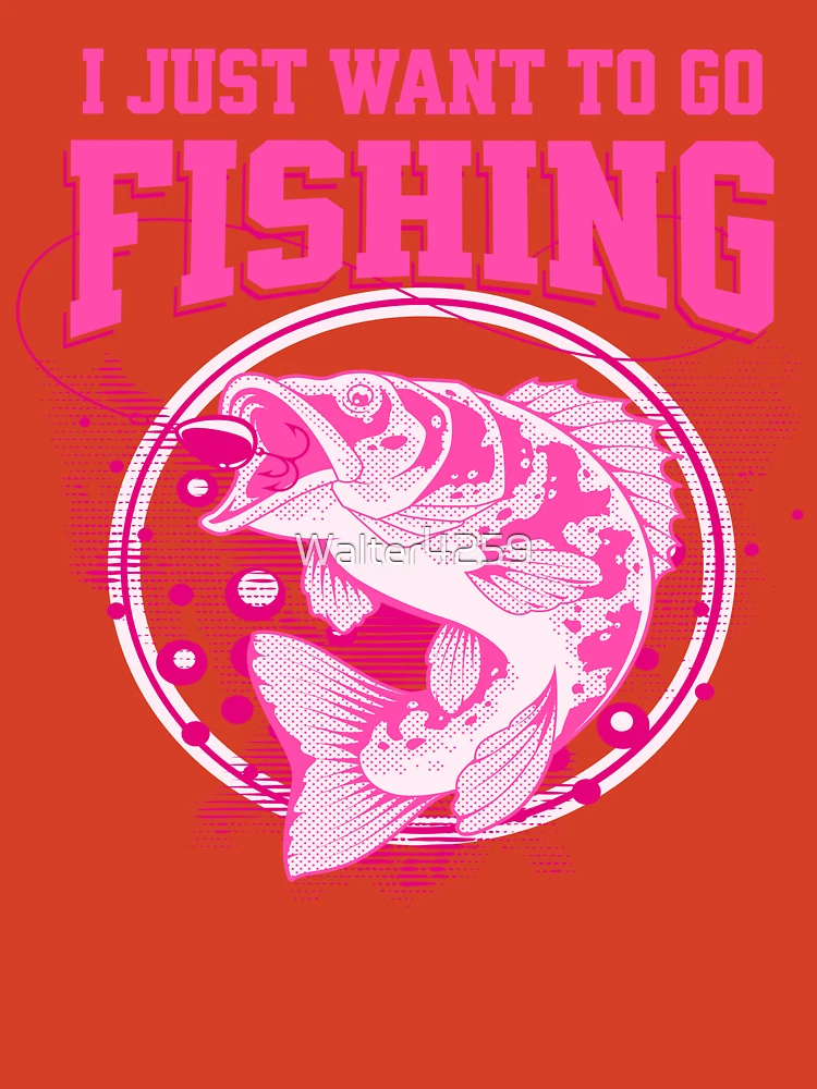 I Just Want to Go Fishing Hot Pink on Dark Background Kids T