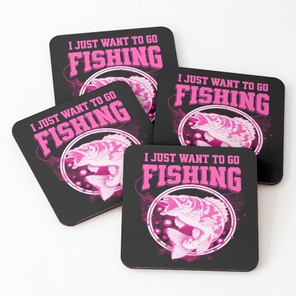 Item preview, I Just Want to Go Fishing Hot Pink on Dark Background designed and sold by WLHmedia.com .