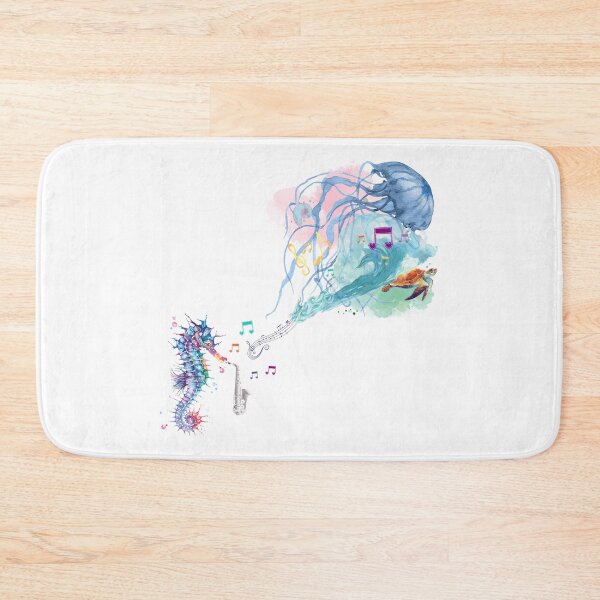 Item preview, seahorse saxophonist seascapes designed and sold by [the artist formerly known as PaleandTragic].