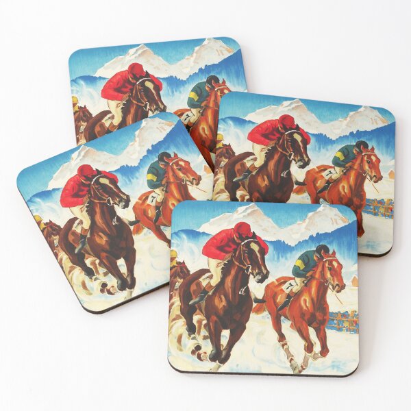 Item preview, ST. MORITZ SWITZERLAND International Horse Racing 1928 Hugo Laubi Vintage Tourism Advertisement Poster designed and sold by retroposters.