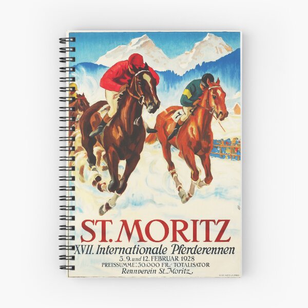 Item preview, ST. MORITZ SWITZERLAND International Horse Racing 1928 Hugo Laubi Vintage Tourism Advertisement Poster designed and sold by retroposters.