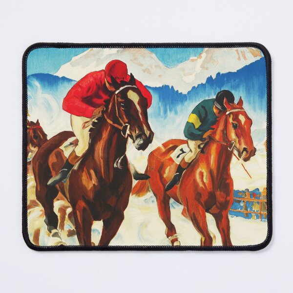Item preview, ST. MORITZ SWITZERLAND International Horse Racing 1928 Hugo Laubi Vintage Tourism Advertisement Poster designed and sold by retroposters.