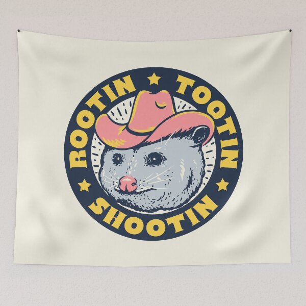 Item preview, Rootin Tootin Shootin | Possum Cowboy Advice | Space Cowgirl Country Style | Possum Pet Mat Bandana Opossum | Dark Frame designed and sold by Any Color Designs.
