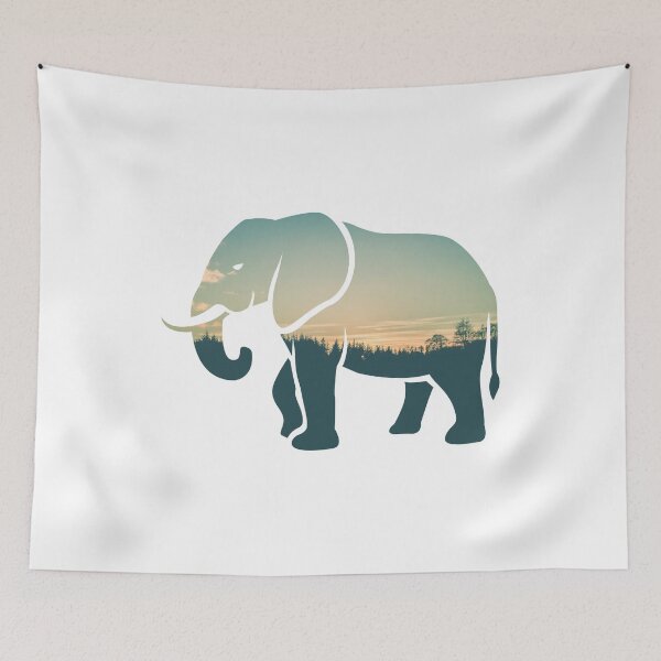 Item preview, Colorful Forest Trees Under Calm Sky Elephant | Cute Elephant designed and sold by BopleDesigns.