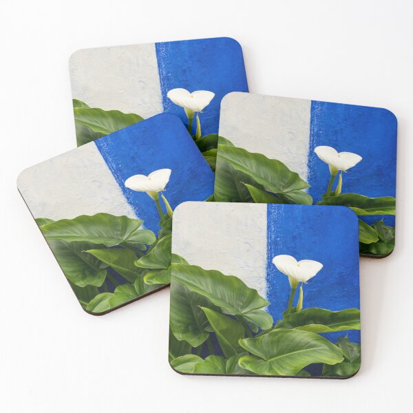 Item preview, Blue Garden Contrasts - Calla Lilies Against the Wall Right designed and sold by Georgia Mizuleva.