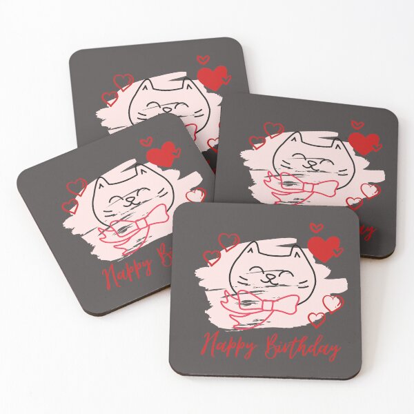 Item preview, Happy Birthday. Cute kitty love hearts. designed and sold by EMIPRINCESS.