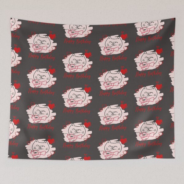 Item preview, Happy Birthday. Cute kitty love hearts. designed and sold by EMIPRINCESS.