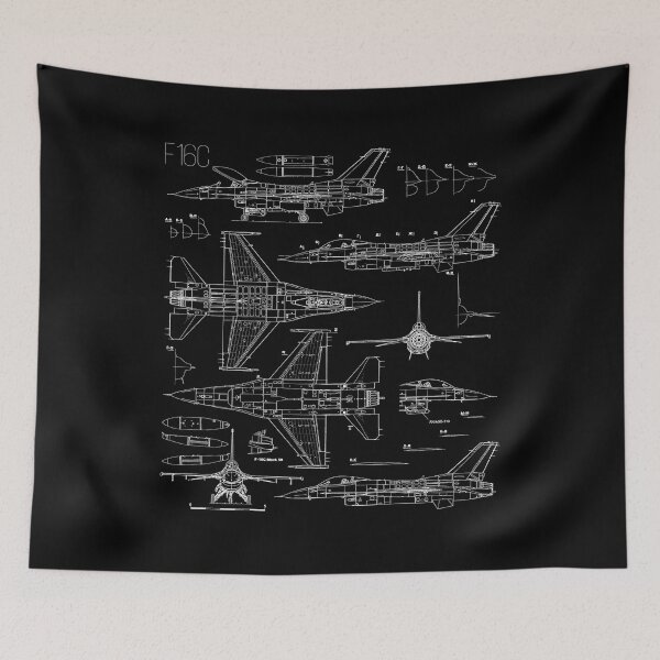 Item preview, F-16 Viper Fighting Falcon Fighter Jet US Military Aircraft Blueprint #2227 designed and sold by Rare-Militia.