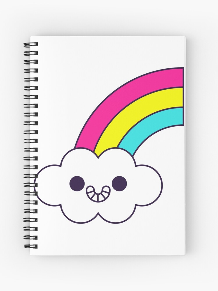 Cuaderno de espiral «kawaii medio buen arcoiris» de kittybox | Redbubble