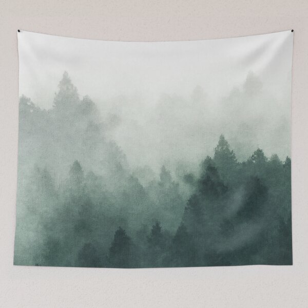 Item preview, Misty Forest Drawing, Dark Green Misty forest, Misty Green Forest Aesthetic, Foggy Misty Green Forest Aesthetic designed and sold by Paintcorner.