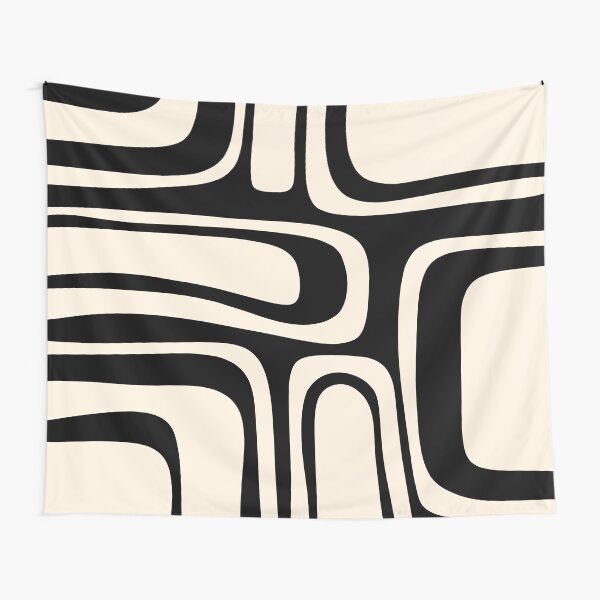 Item preview, Palm Springs Retro Midcentury Modern Abstract Pattern Black and Almond Cream designed and sold by kierkegaard.