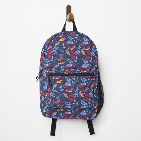 Item preview, Navy Folk Animal Floral Pattern designed and sold by HappyLifeCreate.