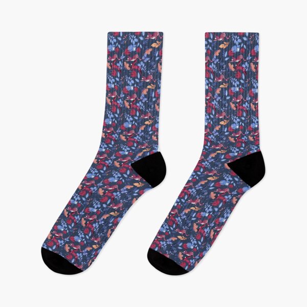 Item preview, Navy Folk Animal Floral Pattern designed and sold by HappyLifeCreate.