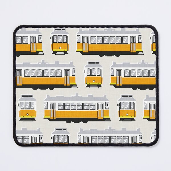 Item preview, Lisbon trams // beige background lemon lime and marigold transport designed and sold by SelmaCardoso.