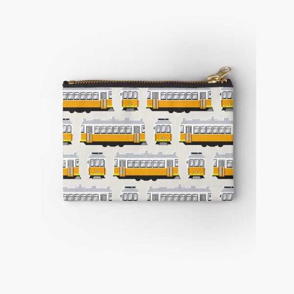 Item preview, Lisbon trams // beige background lemon lime and marigold transport designed and sold by SelmaCardoso.