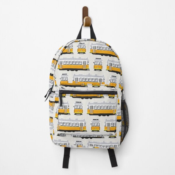 Item preview, Lisbon trams // beige background lemon lime and marigold transport designed and sold by SelmaCardoso.
