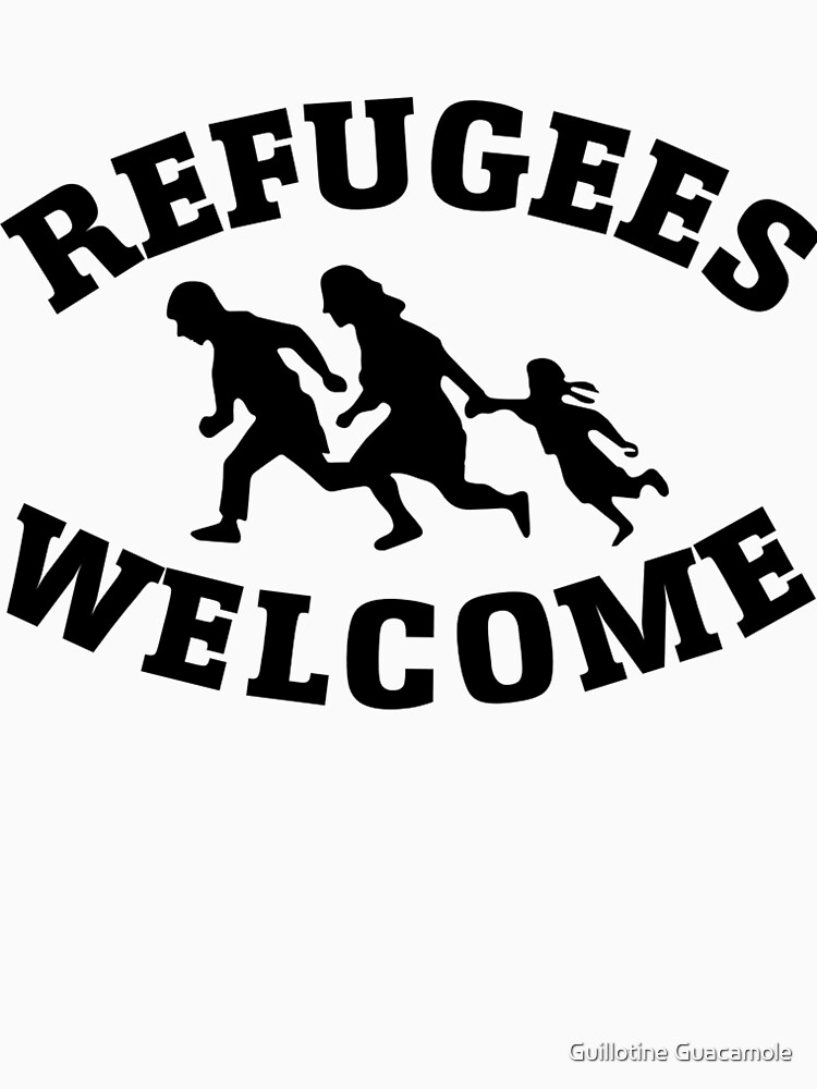 Imagen 3 de 3, Camiseta ¾ estilo béisbol con la obra Refugiados bienvenidos - Antifa, diseñada y vendida por themielkman.