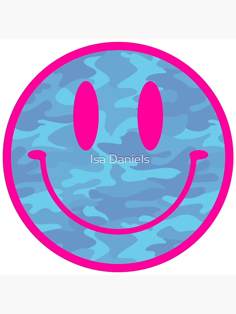 "Blue Camo Smiley Face" Photographic Print for Sale by DesignsByIsa