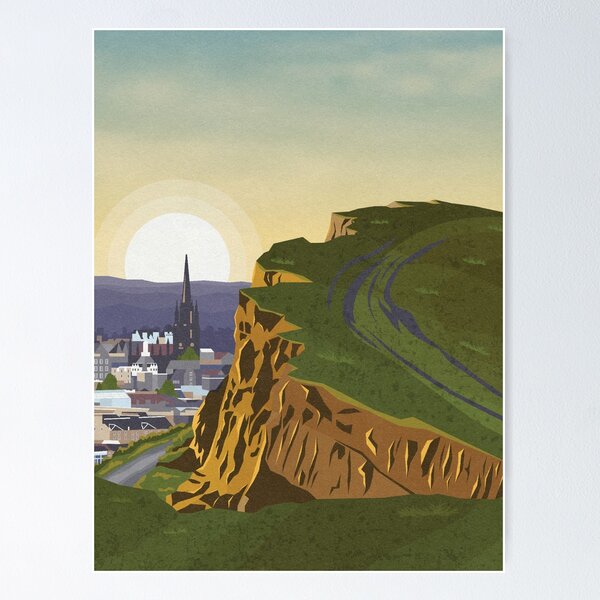 Item preview, Arthur's Seat Edinburgh Travel Art Print, Edinburgh Travel Poster, Scottish Wall Art designed and sold by MapsGalore.