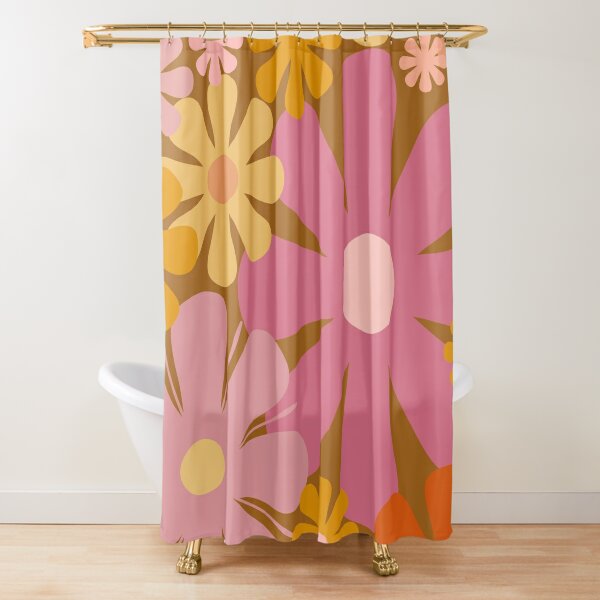 Rideau de douche rétro, Mid Century Modern, Groovy Flower Power