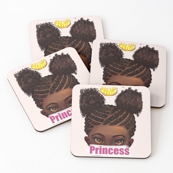 Item preview, Princess in corn rows - The best Gifts for black girls beautiful black girl with Afro hair in puffs, brown eyes and dark brown skin. Black princess designed and sold by Artonmytee.