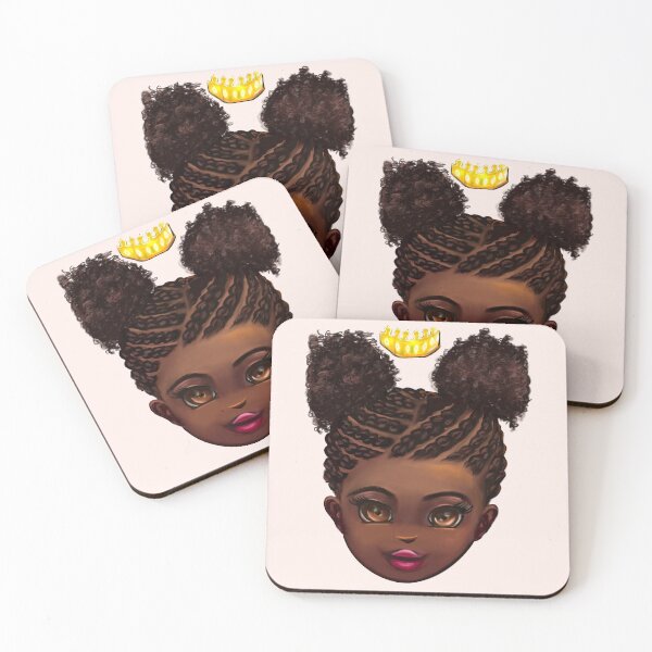 Item preview, Princess in corn rows - The very best Gifts for black girls beautiful black girl with Afro hair in puffs, brown eyes and dark brown skin. Black princess designed and sold by Artonmytee.