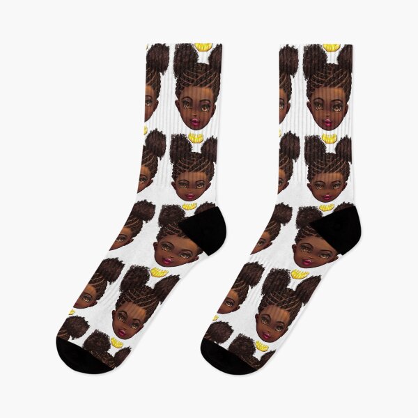 Item preview, Princess in corn rows - The very best Gifts for black girls beautiful black girl with Afro hair in puffs, brown eyes and dark brown skin. Black princess designed and sold by Artonmytee.