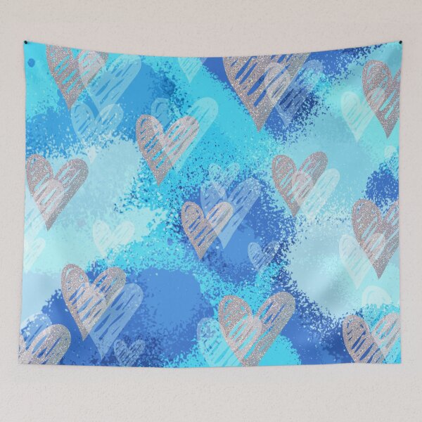 Item preview, spray paint hearts - blue/silver designed and sold by Julia Santos.