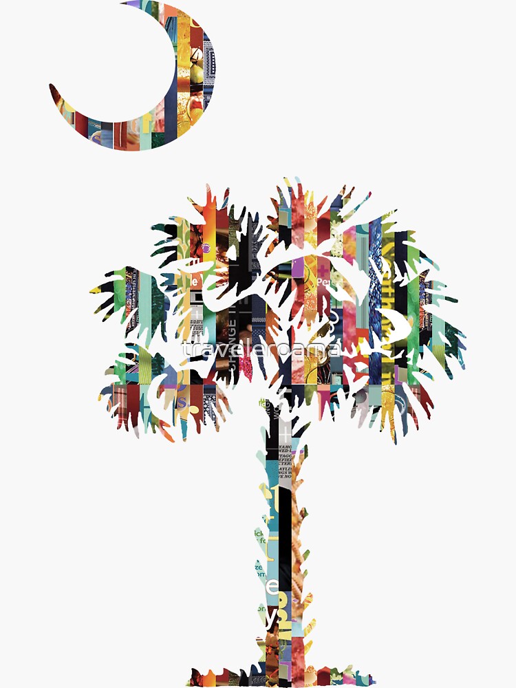 Thumbnail 3 of 3, Sticker, Palmetto and Crescent | South Carolina Emblem designed and sold by traveleroama.