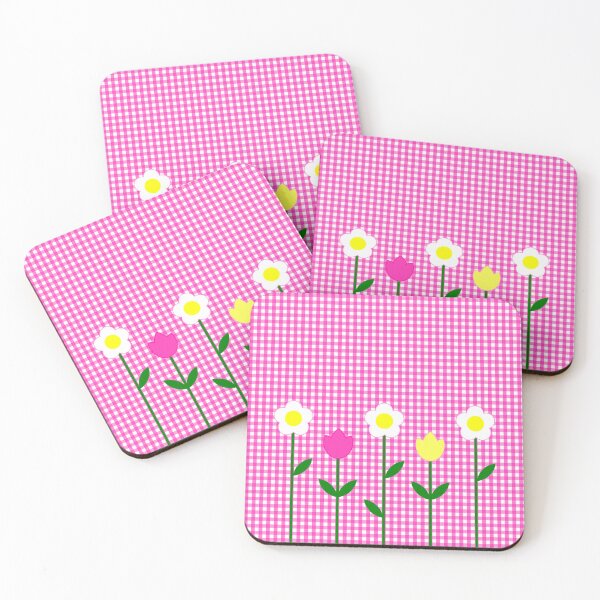 Item preview, Pink Tartan with 5 or 3 Flowers designed and sold by Shapes-Mania.