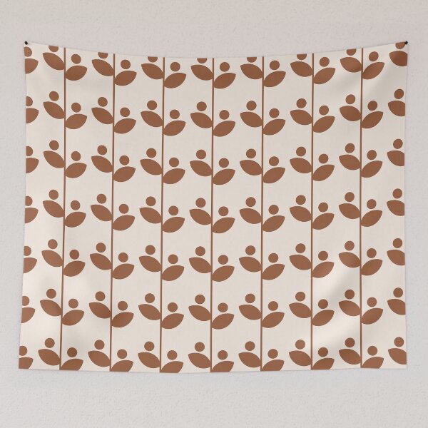 Item preview, Cute Minimalist Retro Leaves Pattern, Mid Century Modern Leaves Cream & Brown designed and sold by scorpiolane.