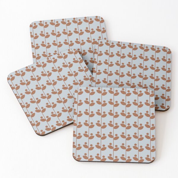 Item preview, Cute Minimalist Retro Leaves Pattern, Mid Century Modern Leaves Gray Blue & Brown designed and sold by scorpiolane.