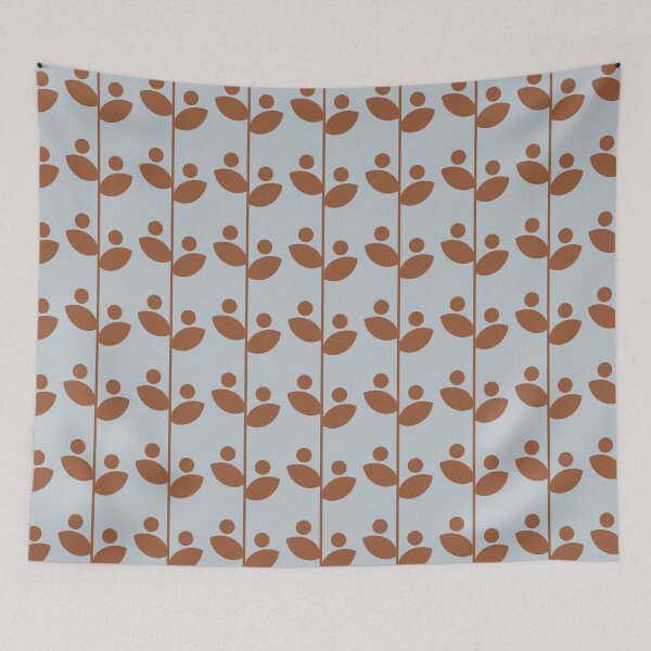 Item preview, Cute Minimalist Retro Leaves Pattern, Mid Century Modern Leaves Gray Blue & Brown designed and sold by scorpiolane.