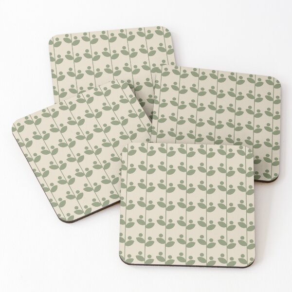 Item preview, Cute Minimalist Retro Leaves Pattern, Mid Century Modern Leaves Green & Muted Yellow designed and sold by scorpiolane.