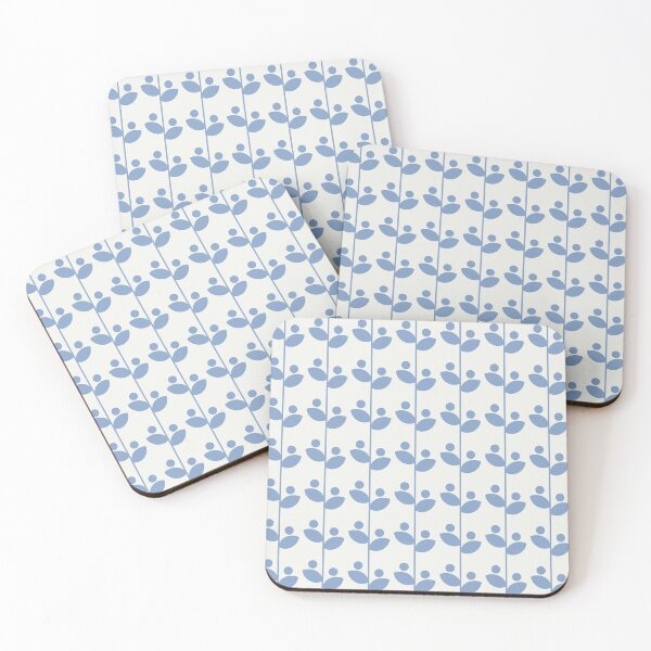 Item preview, Cute Minimalist Retro Leaves Pattern, Mid Century Modern Leaves Light & Dark Blue designed and sold by scorpiolane.
