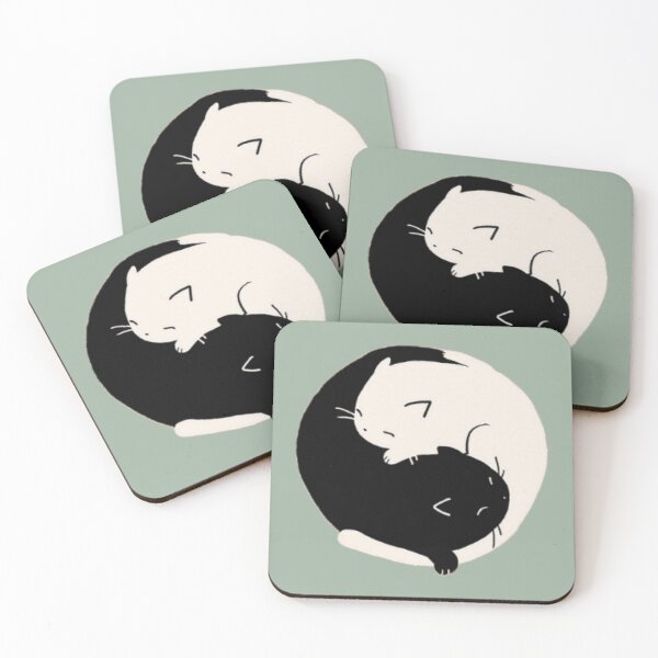 Item preview, Black & White Cats ~ Yin Yang Cuddle Up >^..^< designed and sold by bayberrygal.