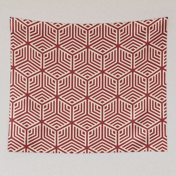 Item preview, Geometric Red & Cream Cubes Pattern designed and sold by quarantine81.
