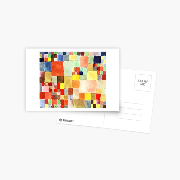 Kubismus Bauhaus Paul Klee Zeichnung 1 Postkarte Neu Feuer bei Vollmond