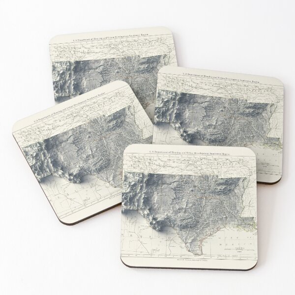 Item preview, 1892 South Central USA (New Mexico, Texas, Oklahoma, Arkansas and Louisiana) Relief Map 3D digitally-rendered designed and sold by ThinkAboutMaps.