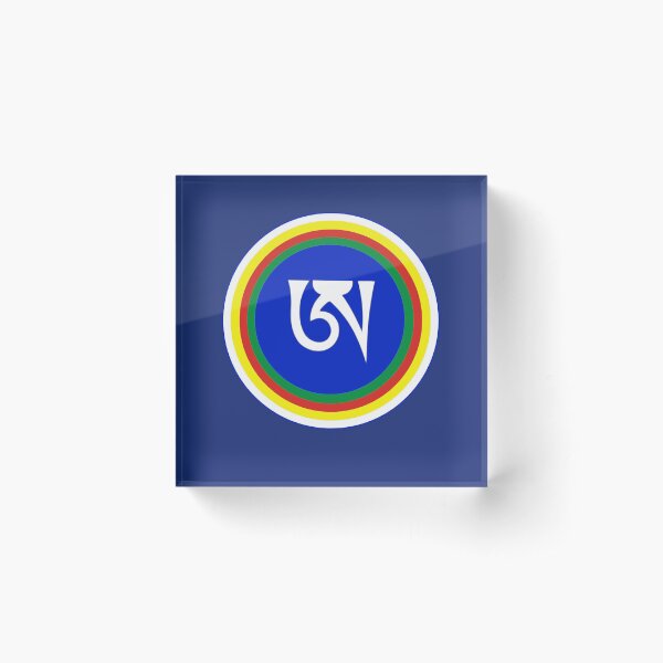 Dzogchen Meditation Tibetan Letter A Symbol Buddhism Design Acrylic Block