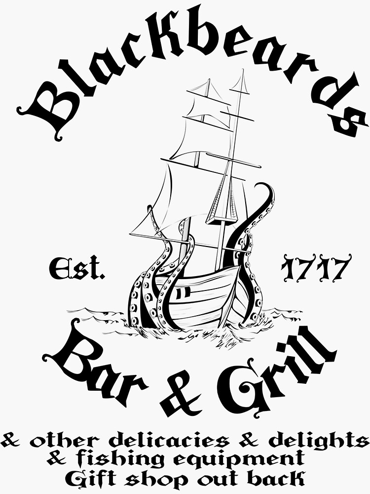 "Blackbeard's Bar & Grill Logo" Sticker by timocracies | Redbubble