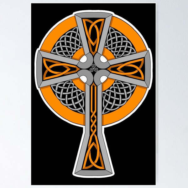 Item preview, Orange and Silver Celtic Style Cross designed and sold by AutumnJude Rowan.