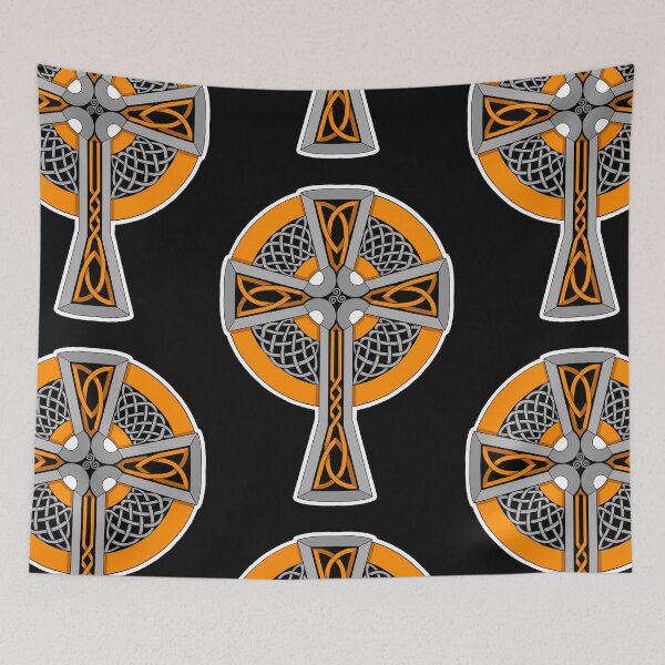 Item preview, Orange and Silver Celtic Style Cross designed and sold by AutumnJude Rowan.