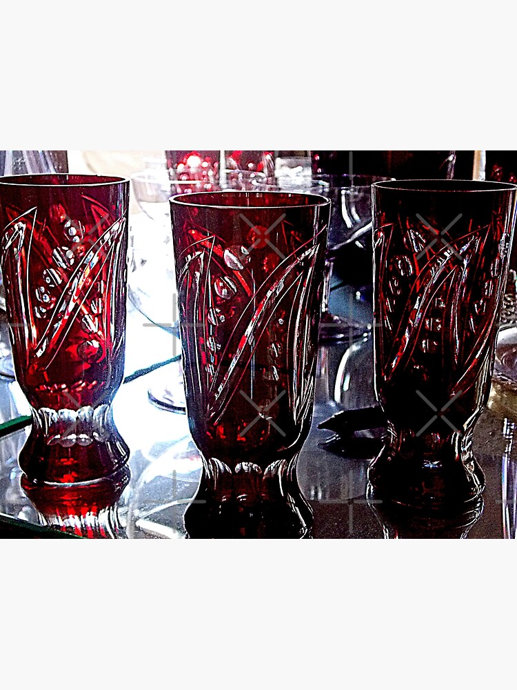 Crystal ruby red glass set popular